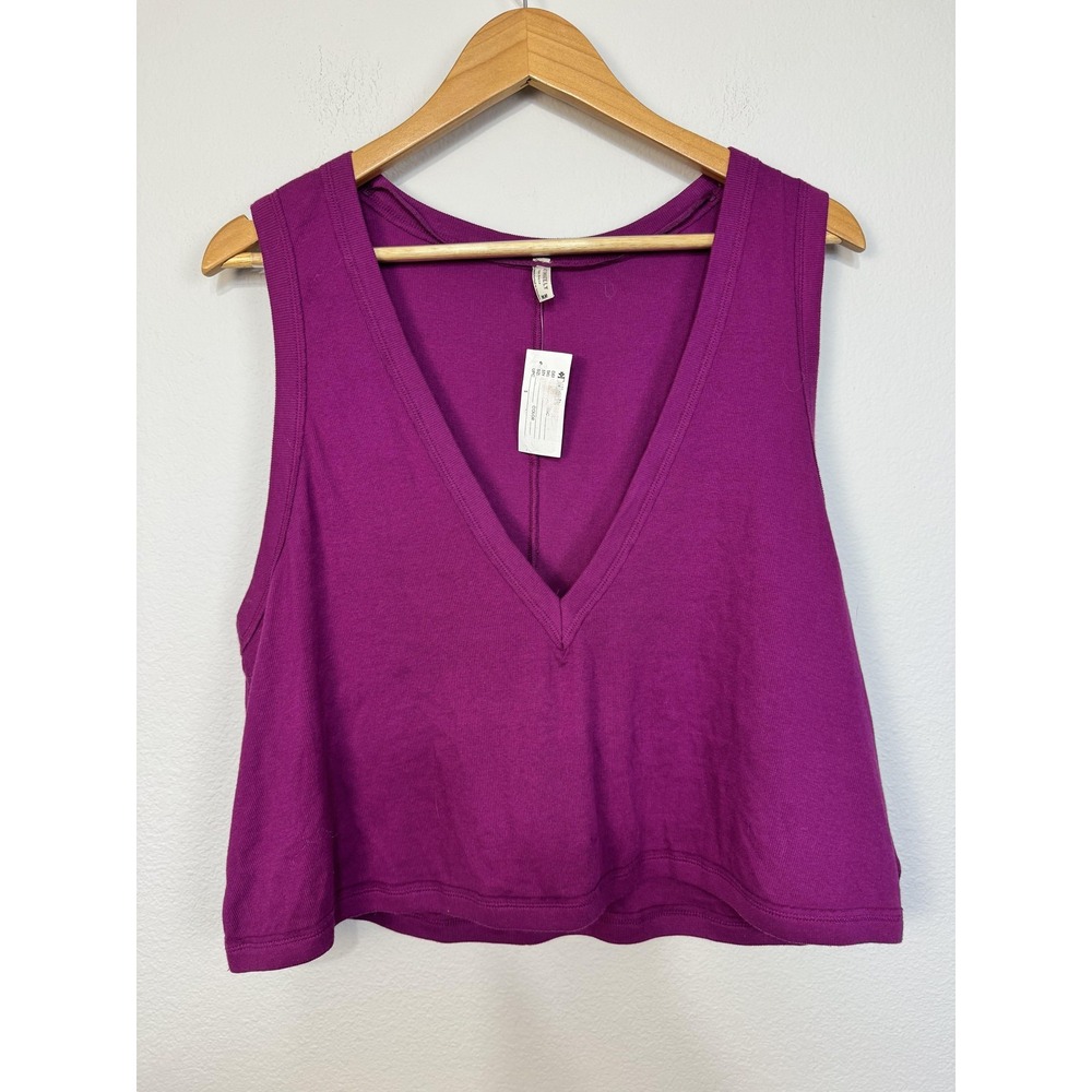 Free People Intimately Baring It Tank Top Women's Medium Purple V Neck Cropped
